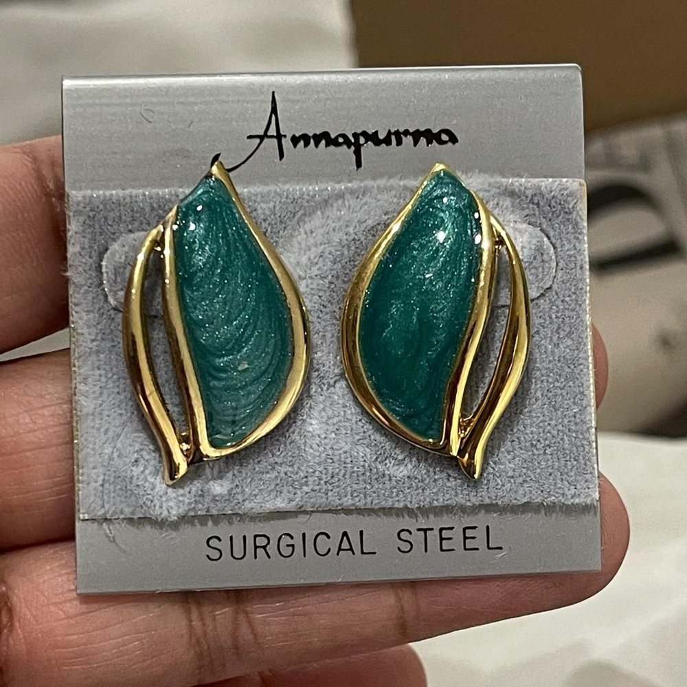 Annapurna Green Enamel Earrings